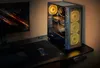 A gaming PC setup on a desk, with a monitor and mouse. Produktbild-Vorschau