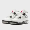 A pair of white and gray Jordan 4 Retro sneakers against a white background. Produktbild-Vorschau