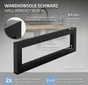 A black wall bracket is shown with text and diagrams explaining its features and dimensions. Produktbild-Vorschau