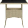 vidaXL Garten-Esstisch Beige Poly Rattan und Glas Produktbild-Vorschau 1