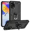 A black phone case with a ring holder is shown from multiple angles. Produktbild-Vorschau