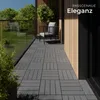 A modern balcony with grey tiled flooring, a chair, and wooden wall panels. Náhled obrázku produktu