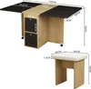 A diagram showing the dimensions of a folding dining table and stools. Produktbild-Vorschau