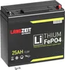 A black lithium battery with yellow accents and branding. Produktbild-Vorschau