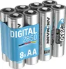 A pack of eight AA rechargeable batteries in a blue plastic holder. Produktbild-Vorschau
