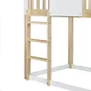 A close-up view of a wooden ladder attached to a white and wooden bed frame. Náhled obrázku produktu