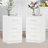 Nachtschrank 2er Set Weiß hochglanz 65.5cm hoch Nachttisch Produktbild-Vorschau 1