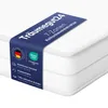 A white mattress with a blue band displaying product information and certifications. Produktbild-Vorschau