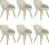 Chaise MARILYN aspect velours capitonné - crème/or, Lot de Voir les images du produit 1