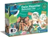 The image shows the retail packaging of a Clementoni Galileo Lab "Dein Haustier Aktivitäts-Set" (My Pet Activity Set). The box features images of children with pets, along with various components of the set. Voir les images du produit