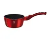 A red metallic saucepan with a black speckled interior and a red handle, shown against a white background. Náhled obrázku produktu