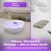 A split image showing a foot bath on the left and a foot massager on the right, with text overlays. Náhľad obrázku produktu