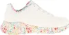 A single white sneaker with a floral pattern on the sole and inner lining, isolated on a white background. Produktbild-Vorschau
