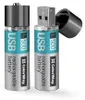 Two USB rechargeable batteries are shown against a white background. One battery has its cap off, revealing the USB connector. Náhled obrázku produktu