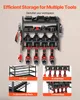 A wall-mounted tool organizer displaying multiple power drills and accessories. Produktbild-Vorschau