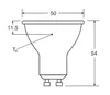 A technical drawing of an LED light bulb base with dimensions. Anteprima dell’immagine prodotto