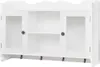 A white MDF wall cabinet with glass doors and hooks. Náhľad obrázku produktu