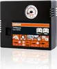 A black tire inflator with a pressure gauge and product information displayed on the front. Produktbild-Vorschau