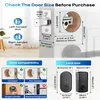 Diagrams and images showing how to check door size and compatibility for a smart lock. Náhľad obrázku produktu
