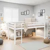 A child's bedroom with a white loft bed, decorated with framed pictures and stuffed animals. Produktbild-Vorschau