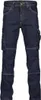 A pair of dark blue denim work jeans with multiple pockets, shown front-on against a white background. Produktbild-Vorschau