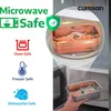 A split image showing a Cuitisan FLORA container being placed into a microwave, with icons indicating its safety features. Anteprima dell’immagine prodotto