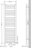 Technical drawing of a radiator with dimensions and specifications. Podgląd zdjęcia produktu