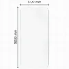 A diagram showing the dimensions of a screen protector. Produktbild-Vorschau