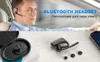A man driving a car wearing a Bluetooth headset, with a product shot of the headset and accessories below. Produktbild-Vorschau