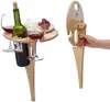 Tragbarer Outdoor Weintisch aus Holz mit Weinglashalter Produktbild-Vorschau 1