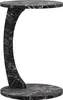 A black marble-effect side table with a C-shaped stand and a round top. Anteprima dell’immagine prodotto