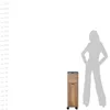 A silhouette of a person stands next to a small wooden cabinet with a gray top, with a height chart on the left. Náhľad obrázku produktu