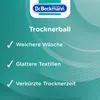 Marketing image for Dr. Beckmann Trockner-Ball, highlighting product benefits with text and a logo. Anteprima dell’immagine prodotto