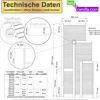 A technical data sheet for louvre doors, showing dimensions, diagrams, and examples of use. The image also includes branding for 'ben+camilla.com'. Produktbild-Vorschau