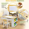 3 in 1 Kindertisch mit 2 Stühlen aus Holz, Kinder Maltisch Produktbild-Vorschau 2