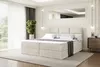 A bedroom scene with a bed, nightstand, and large window. Produktbild-Vorschau