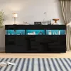 Merax Hochglanz Sideboard mit LED und 3 Türen, Kommode mit Produktbild-Vorschau 2