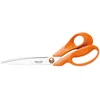A pair of orange handled scissors on a white background. Podgląd zdjęcia produktu