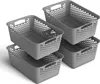 Four gray storage baskets are stacked and arranged in a group against a white background. Anteprima dell’immagine prodotto