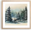 Gerahmtes Poster - Rahmen in heller Eiche - Schnee Fichten Produktbild-Vorschau 1
