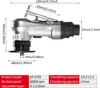 A product shot of a mini pneumatic chamfering machine with dimensions and specifications labeled. Náhled obrázku produktu