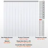 A product image showing a white strip curtain hanging, with installation hardware and tools displayed on the right side. Voir les images du produit