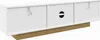 A white TV lowboard with a gold base, shown from a slight diagonal angle against a white background. Anteprima dell’immagine prodotto