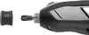 A close-up, black and white image of a rotary tool and an attachment, shown separately against a white background. Produktbild-Vorschau