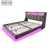 A diagram of a bed with dimensions and LED lighting. Produktbild-Vorschau