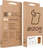 The image shows the front and side packaging of a Bizon Case Pocket for a Galaxy S25 FE, made of brown material. Produktbild-Vorschau