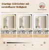 A graphic demonstrating the different light color temperatures and brightness levels of a mirror. Podgląd zdjęcia produktu