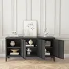 Mobile TV 'Kotka' a 3 ante in metallo 113 x 40 x 58 cm nero Anteprima dell’immagine prodotto 4