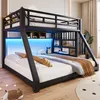 A modern bedroom with a black metal bunk bed featuring LED lighting. Anteprima dell’immagine prodotto