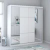 Schwebetürenschrank Kleiderschrank Schrank 233 cm Weiß/Weiß Produktbild-Vorschau 1